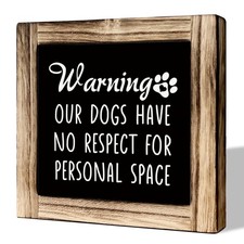 Rustic Wooden Tabletop Decor Sign - Funny Dog Warning Sign for Dog Mom  Dad ...