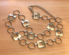 Y2K Belt Gold Metal Chunky Geometric Square Circle Chain XL Plus 48" Adjustable
