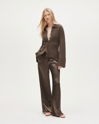 J.Crew Size XS Luxe Cosmo Pant in Luster Charmeuse In Smoky Wood Brown NWOT