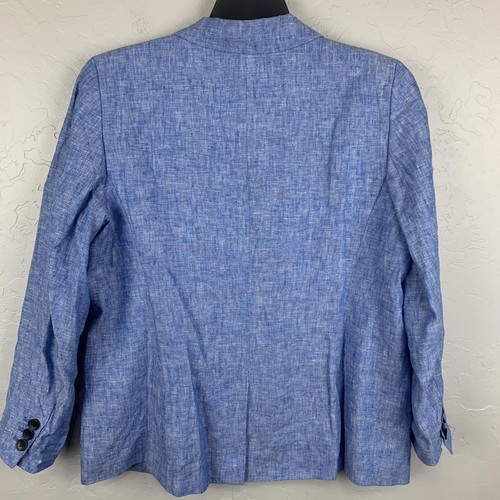 Talbots Blazer Damen 16 blau Leinen ein Knopf Revers gefüttert Büro Arbeit - Bild 2 von 7