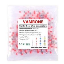 100PCS Waterproof Solder Seal Wire Connectors AWG 22-18, Red AWG22-18-100PCS