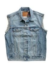 Levis Premium Red Tab Mens Blue Relaxed Sleeveless Denim Jean Trucker Vest S M L