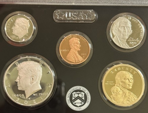 2021 S US Mint 1c, 5c, 10c, 25c, Half Dollar, & Dollar Silver Proof 7 Coin Set - Picture 4 of 10