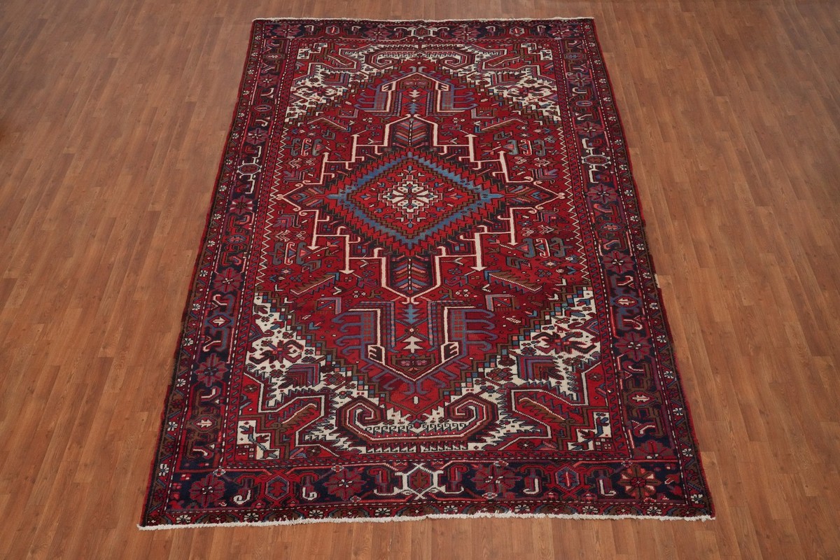Red Traditional Wool Vegetable Dye Area Rug 8x12 ft Hand-knotted