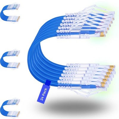 Rapink Patchkabel Cat6/Cat6a 0,5 Fuß (24er-Pack) Slim, 0,5', blau