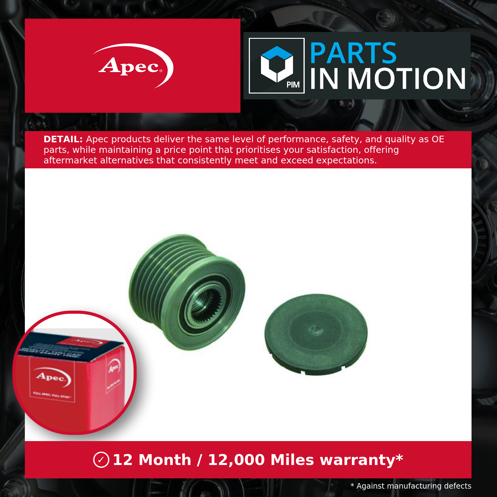 Overrunning Alternator Pulley fits MERCEDES ML280 W164 3.0D 05 to 09 Clutch Apec - Image 13
