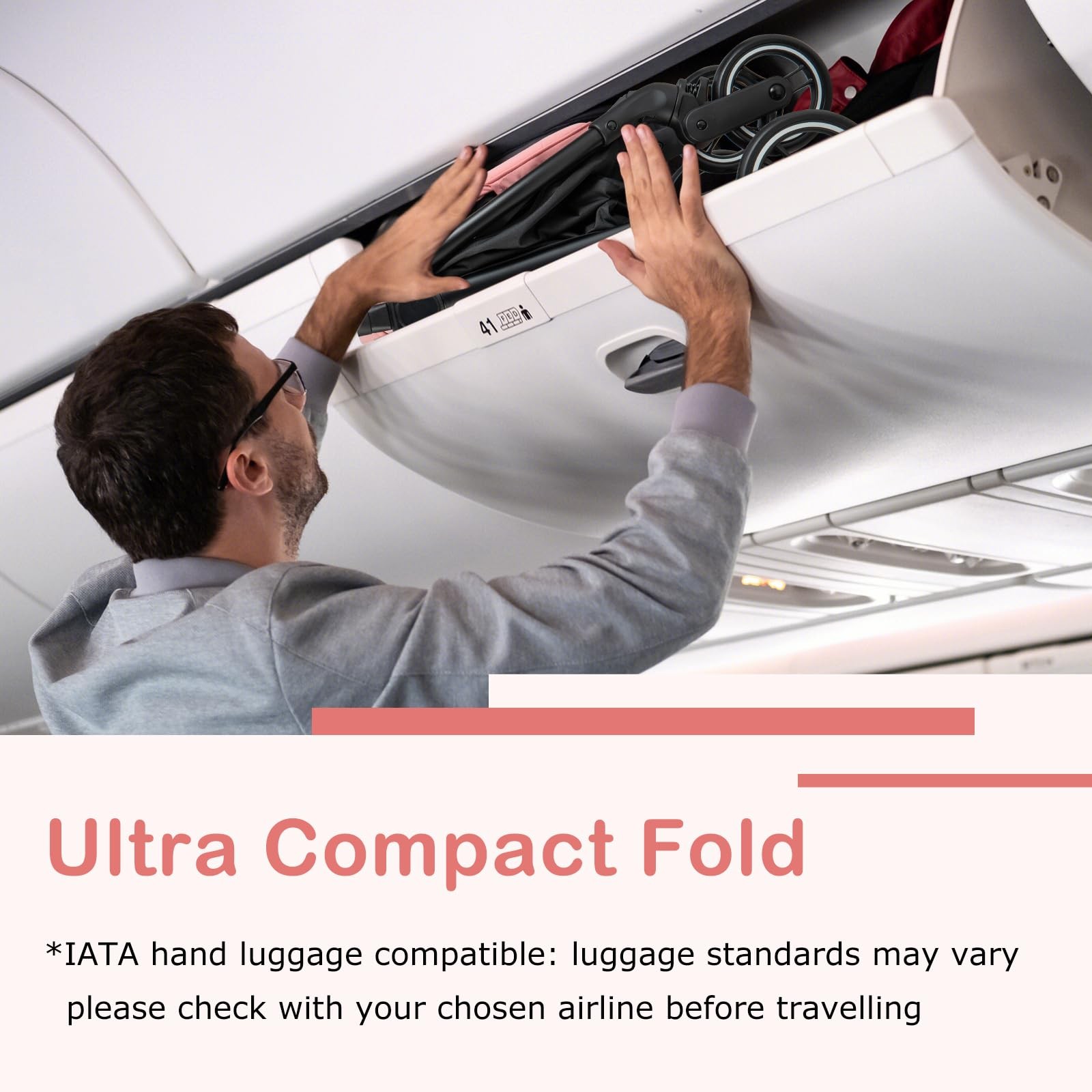 INFANS Lightweight Baby Stroller, Ultra-Compact Fold, Airplane Ready, Reclining