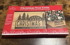 Christmas Tree Crate Box New Traditions  20"W x 20”D x 11”H Wood Stand