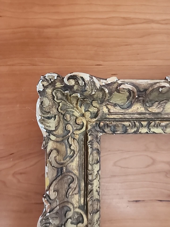 Hermoso Marco Dorado Antiguo Tallado de Período Dorado 11 X 14 Apertura 16 X 19 Mono Foto 2 de 4