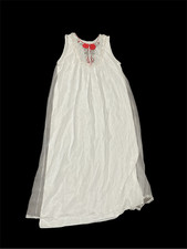Miss Elaine vintage long white lace embroidered gown M