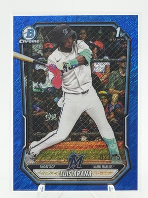 2026 Bowman Chrome 1st Bowman Luis Arana /150 Blue Shimmer Color Match Marlins