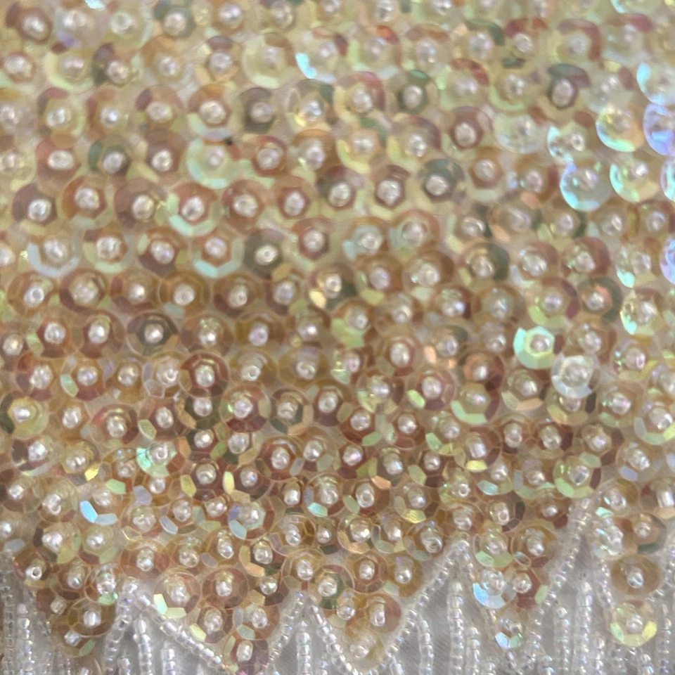  Bolso de Noche Chomel Vintage Lentejuelas Flecos Boda Formal Cartera Tono Plateado Foto 3 de 4