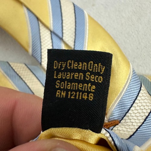 Donald J Trump Gold Blue Striped Silk Tie From Signature Collection Hand Made - Picture 3 of 5