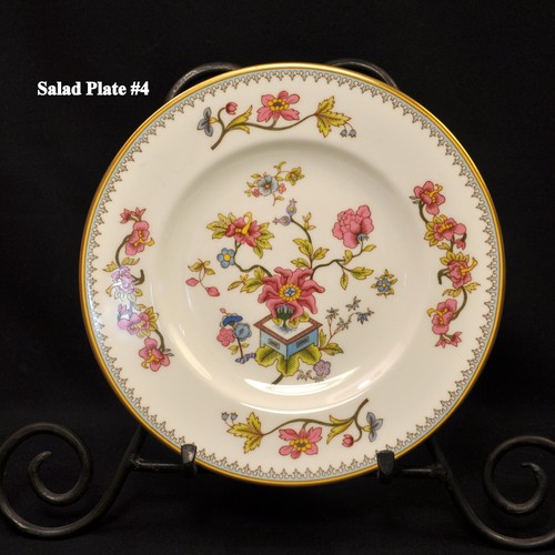 Coalport Set of 5 Salad Plates 8" Persian Flower Gold Trim Smooth Rim 1972-1978 - Picture 6 of 16