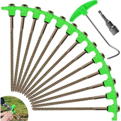 12 x Tent Pegs, Rotating Tent Pegs with Thread, Rock Ground Pegs for Camping,...