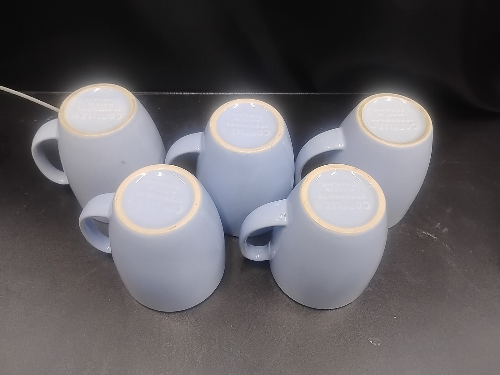 5 Corelle Coordinates Stoneware 11 oz Mugs Light Sky Blue
