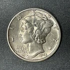 1943 Mercury Dime 10 cents USA Coin 90% Silver Liberty Freedom WWII UNC