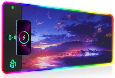 RGB Gaming Mauspad 15W Qi Mousepad LED 10 Beleuchtungsmodi mit 15W Schnellladung
