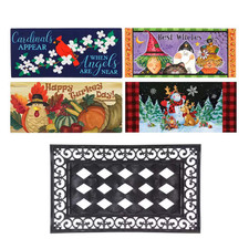 Sassafras Fall Holiday Set of 5 Door Mats with Rubber Display Frame, Collection