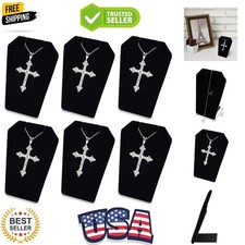 6 Pcs Set Black Velvet Mini Earring Stand, Jewelry Display, Necklace Chain an...