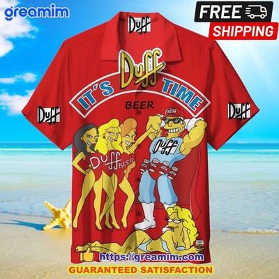 Duff Beer It8217s Duff Time Unisex Short Sleeve Hawaiian Shirt