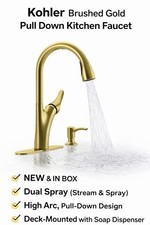 Kohler Pull Down Kitchen Faucet Brushed Gold High Arc Spray 1PREC26448-SD-2MB-AA