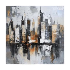 Abstract  Oil Painting Hand Painted on Canvas Modern Gary City Wall Art