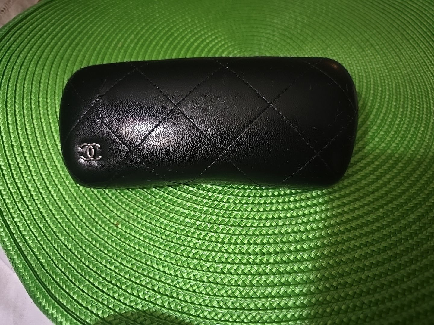 Chanel Authentic Quilted Leather Eyeglass Case Black