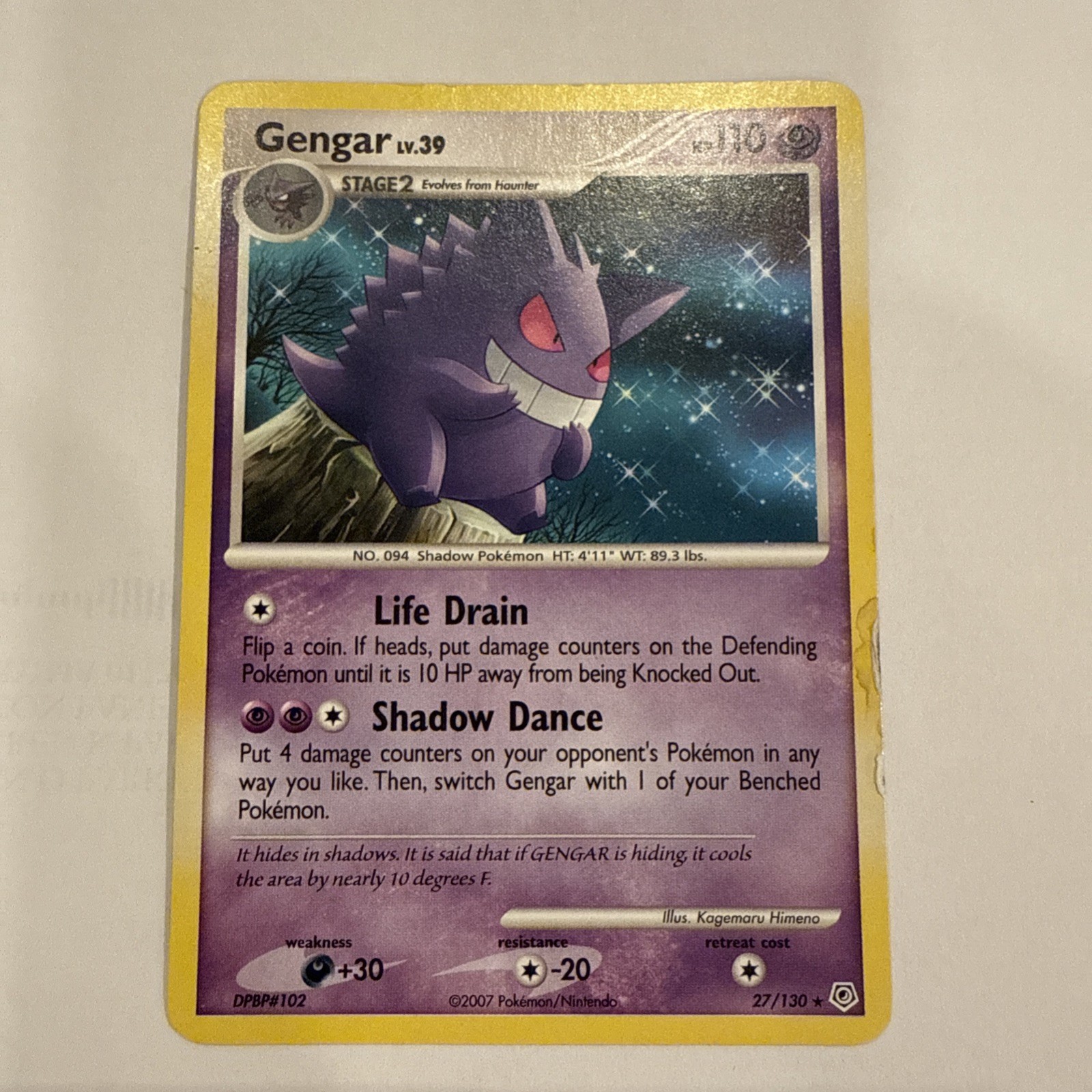 Pokemon Gengar Card NM Regular Rare 27/130 Diamond and Pearl