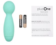 plusOne Travel Vibrating Wand, Massage Stick, Body-Safe Silicone, Teal