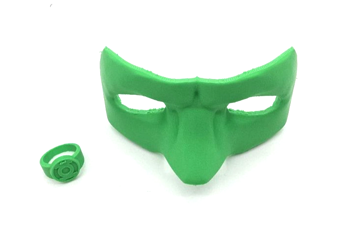 Green Lantern Mask and Ring Combo Hard Plastic Green Costume Masque Prop  Ready