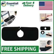 Versatile Kitchen Faucet Drip Mat   15  x 5.5  Microfiber Splash Guard in Black
