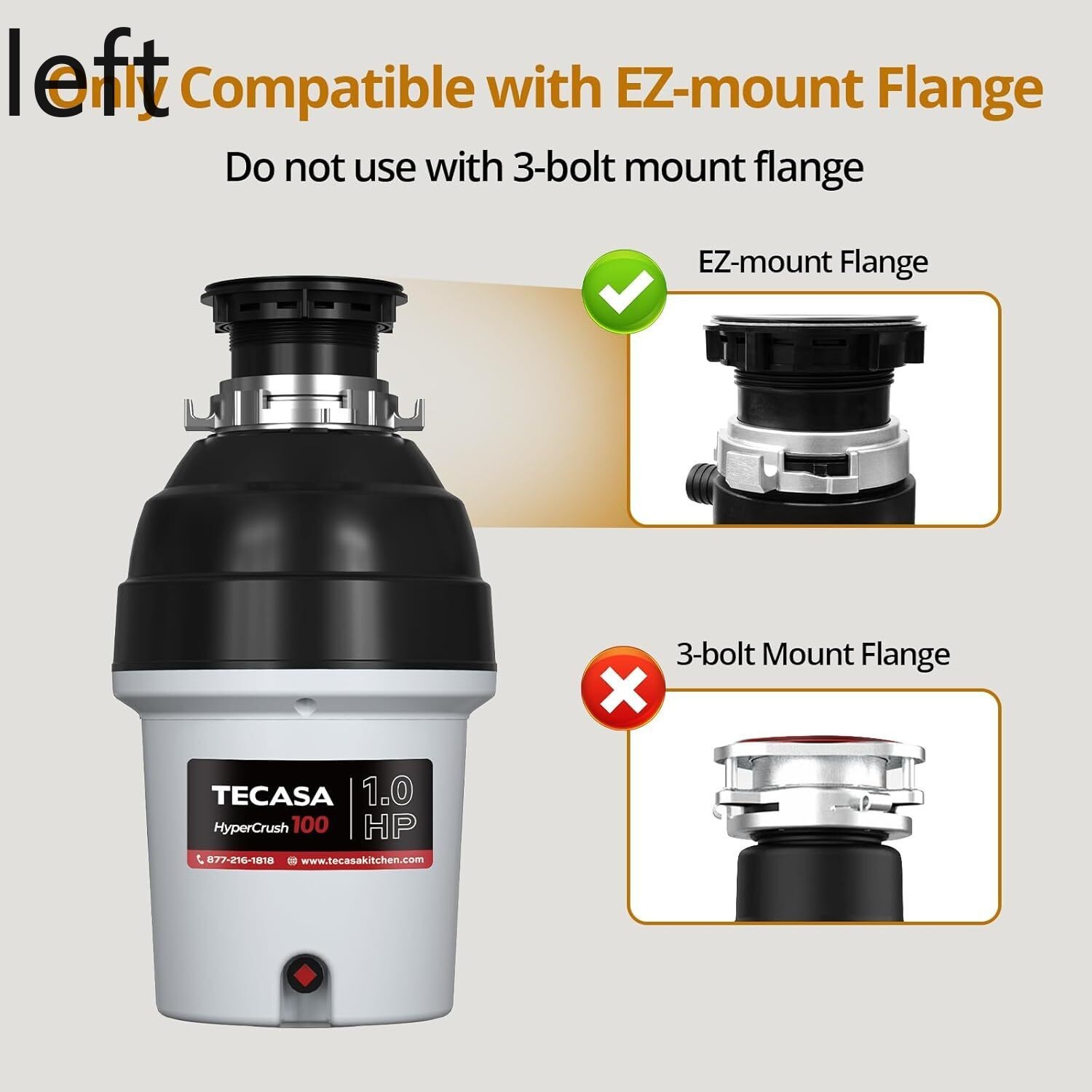 TECASA Food Waste Disposer,1 HP Garbage Disposal with Sound Reduction, new produ