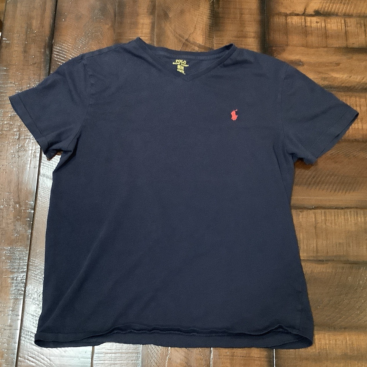 Polo Ralph Lauren camicia unisex blu medio 100% cotone pony scollo a V manica corta