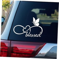 Blessed Butterfly Infinity Heart Decal 8.6 x 5.8" Waterproof Vinyl White