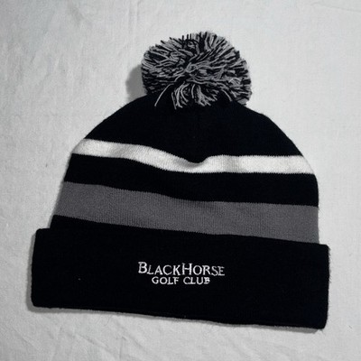 The Game Striped Pom-Pom Knit Hat Black Gray White One Size