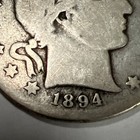 1894-S Barber Silver Half Dollar. — photo 3