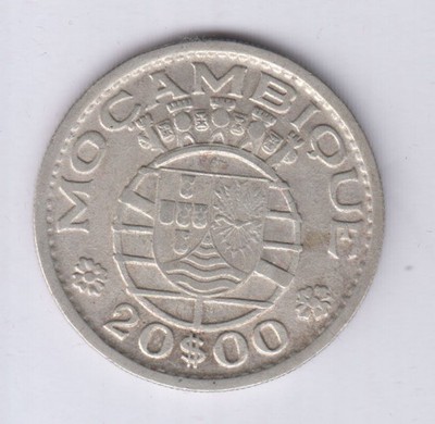 MOZAMBIQUE / MOÇAMBIQUE 20 Escudos 0.720 Silver 1952 (moz146)