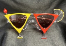 Vtg Martini Shaped Glasses Yellow Red Sunglasses