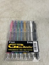 Pilot G2 07 Metallic Pens 34405, 8-Color Assortment, 0.7mm Fine