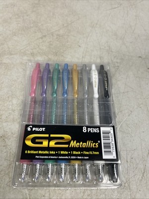 Pilot G2 07 Metallic Pens 34405, 8-Color Assortment, 0.7mm Fine