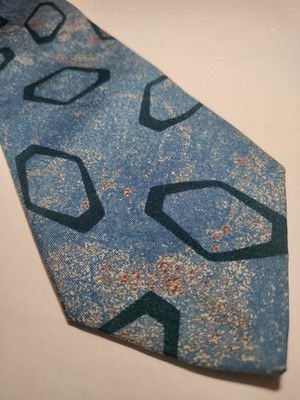 Giorgio Armani Blue, Rust Orange diamond Geometric Pattern Tie Made In ITALY