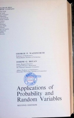 Applications of Probability and Random Variables Wadsworth, George P. and Joseph