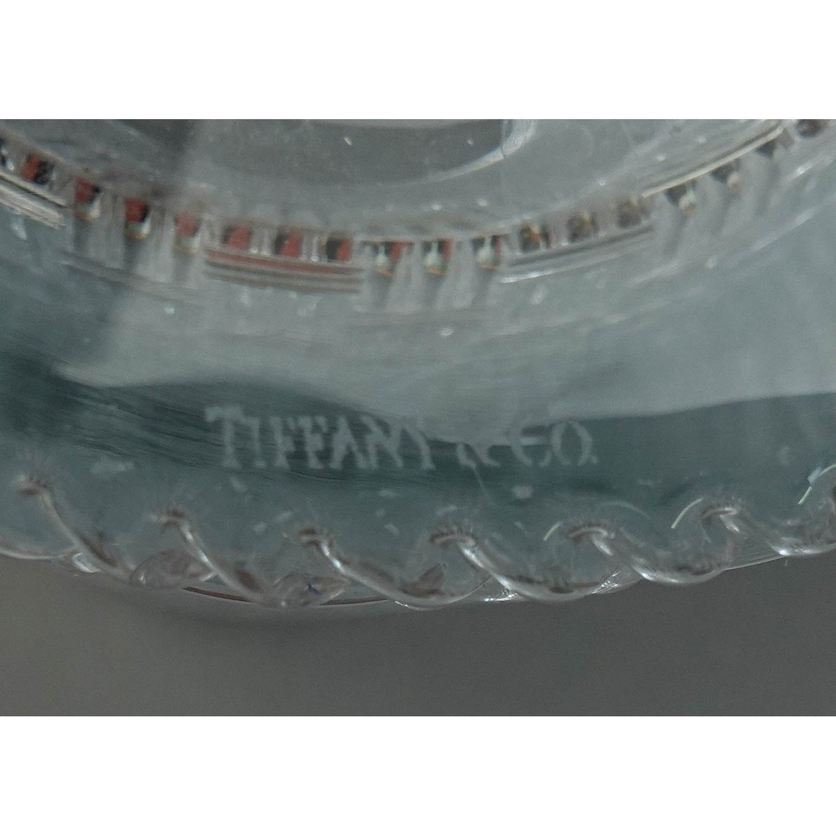 Tiffany & Co Crystal Basket Weave Cylinder Glass Vase 12