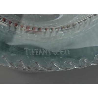 Tiffany & Co Crystal Basket Weave Cylinder Glass Vase 12