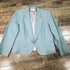 Vintage Pendleton 100 Wool Blazer Womens 14 Teal Blue Single Breasted
