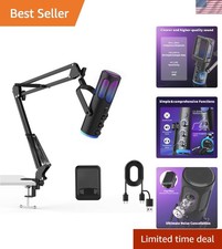 Gaming Microphone, USB Condenser Mic for PC, PS4/5 and Mac, Noise Cancellatio...
