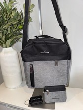 Daniel Hechter Men's Medium Grey/Black Crossbody Zip Bag & coin holder