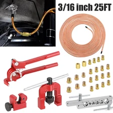 Brake Line Pipe Repair 20 Nuts Fittings Kit 3/16 25ft Copper Pipe Flaring Tools