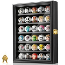 Solid Wood Dustproof Golf Ball Display Case Holder Box Frame for 30 Balls